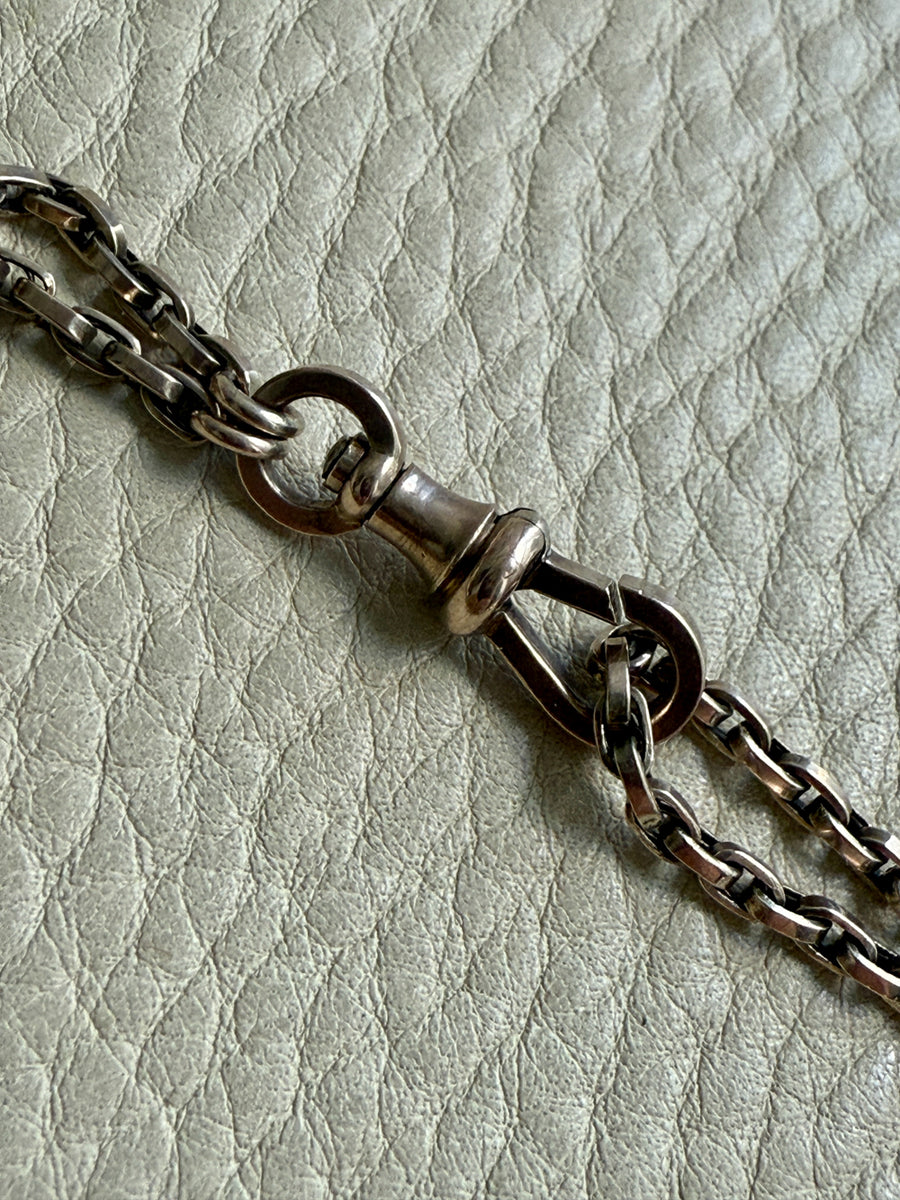 REDUCED! Antique Longuard Oval Belcher Chain in Pale Yellow 7k gold - 20 inch necklace length