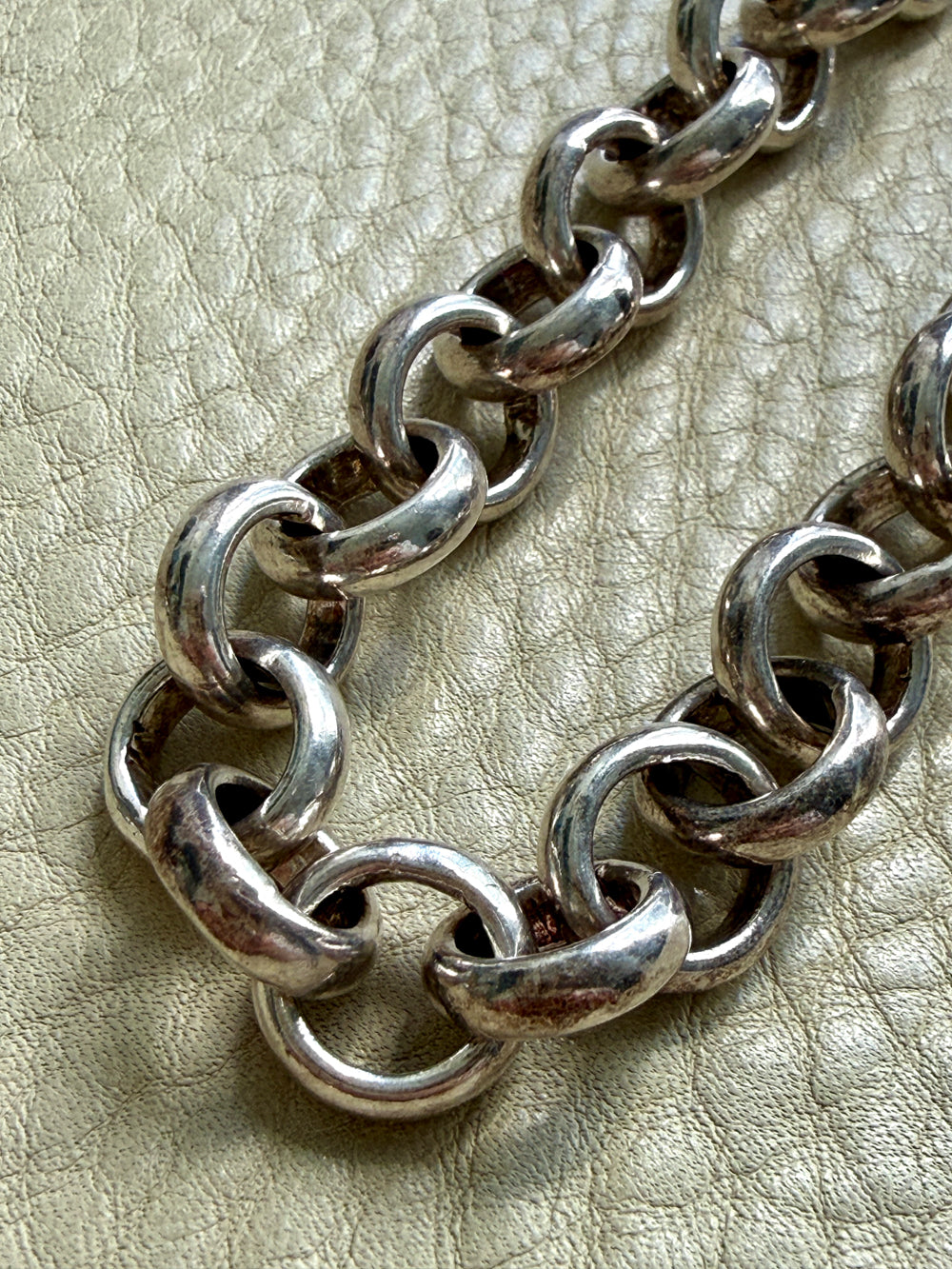 Chunky Chubby Sterling Silver Vintage Rolo Link Necklace – 18 Inch Length