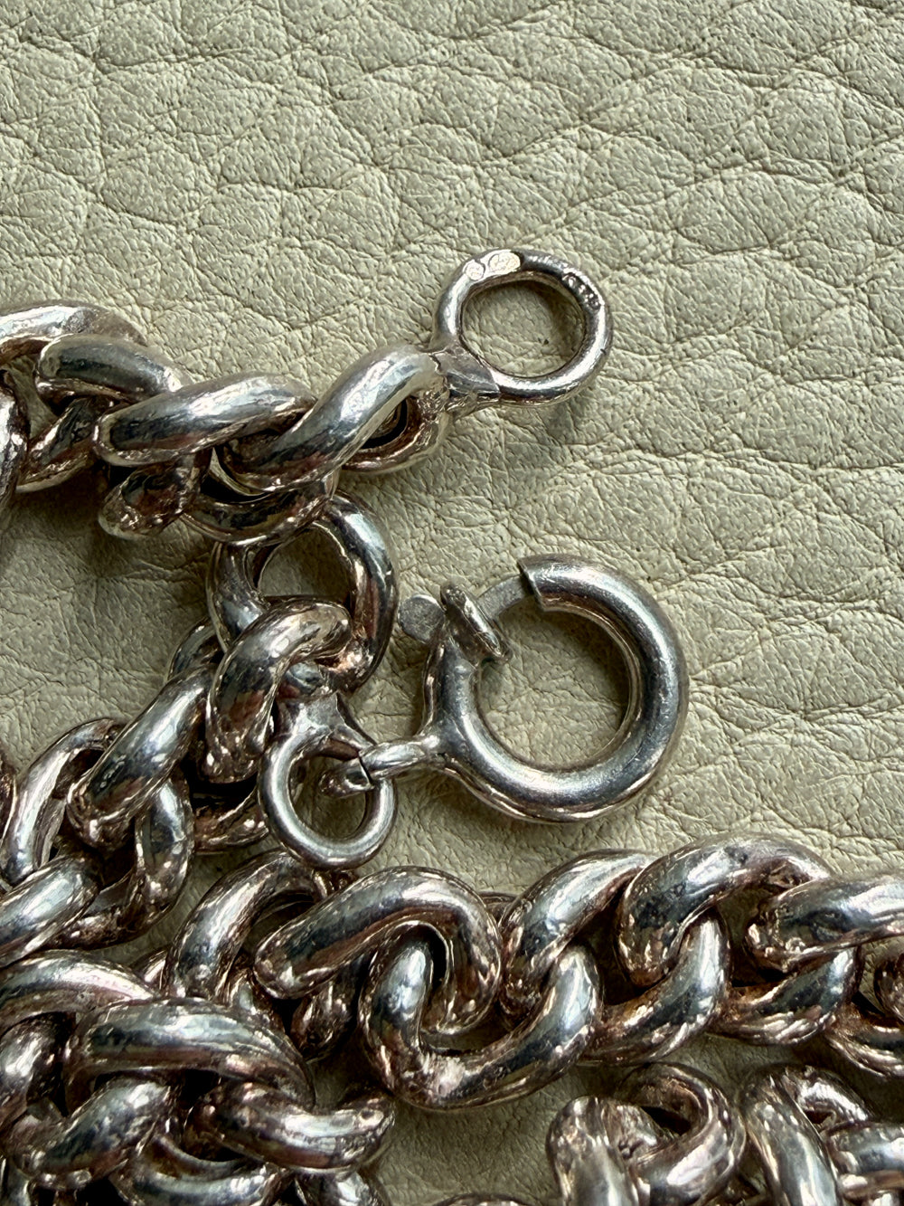 Midcentury Vintage Silver Chubby Curb Necklace - hollow links - 16.4 inch length
