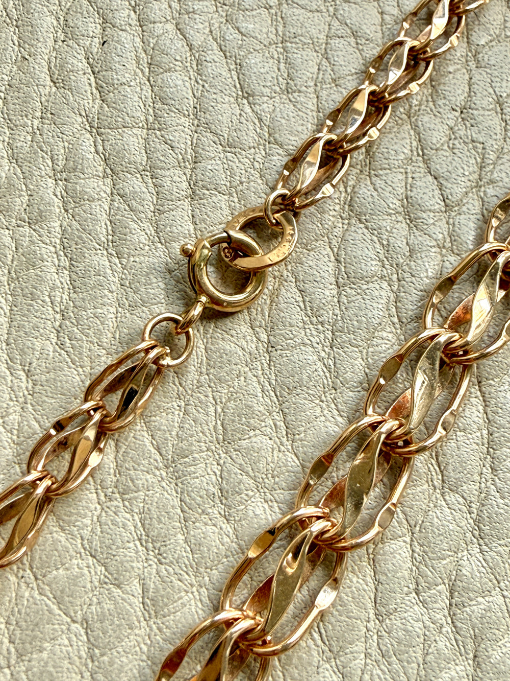 1959 Vintage Signed 18k Gold Tulip Link Chain Necklace – 16.5 Inch Length