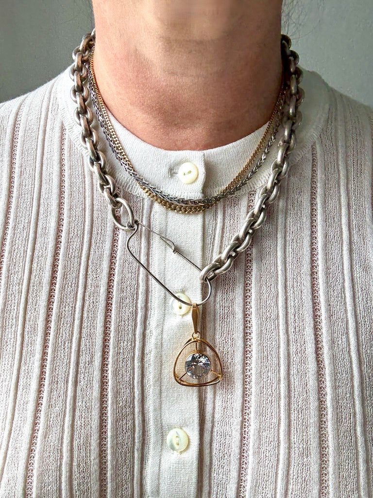 Antique Puffy Oval link Silver Chain with push clasp - 18” length