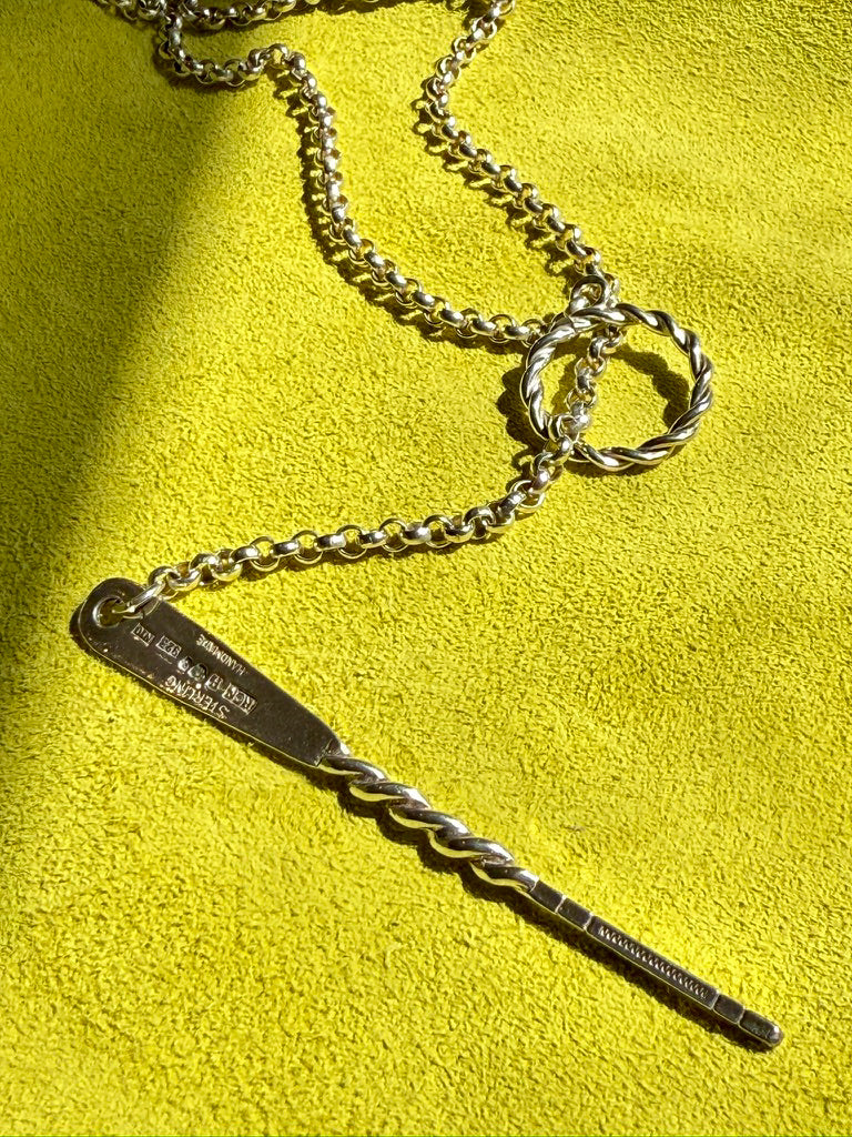 Lariat Style Vintage Rolo Link Necklace in Sterling Silver - 32.7 inch length
