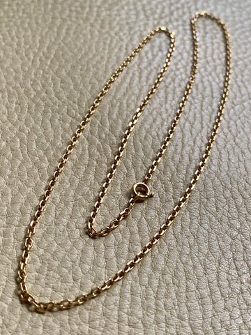 14k Gold Vintage Skinny Biker Link Chain Necklace - 23.1 inch length