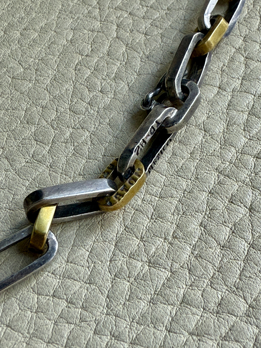 UNIQUE Chunky Sterling Silver with Alternating Gilt Links - Taxco Link Necklace - 24 inch length