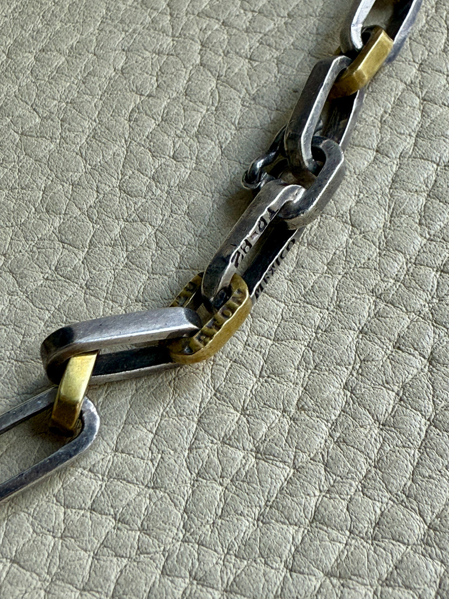 UNIQUE Chunky Sterling Silver with Alternating Gilt Links - Taxco Link Necklace - 24 inch length