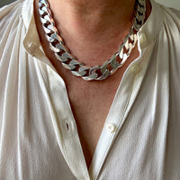CHUNKY!! Sterling Silver Curb Chain Necklace - 20 inch length
