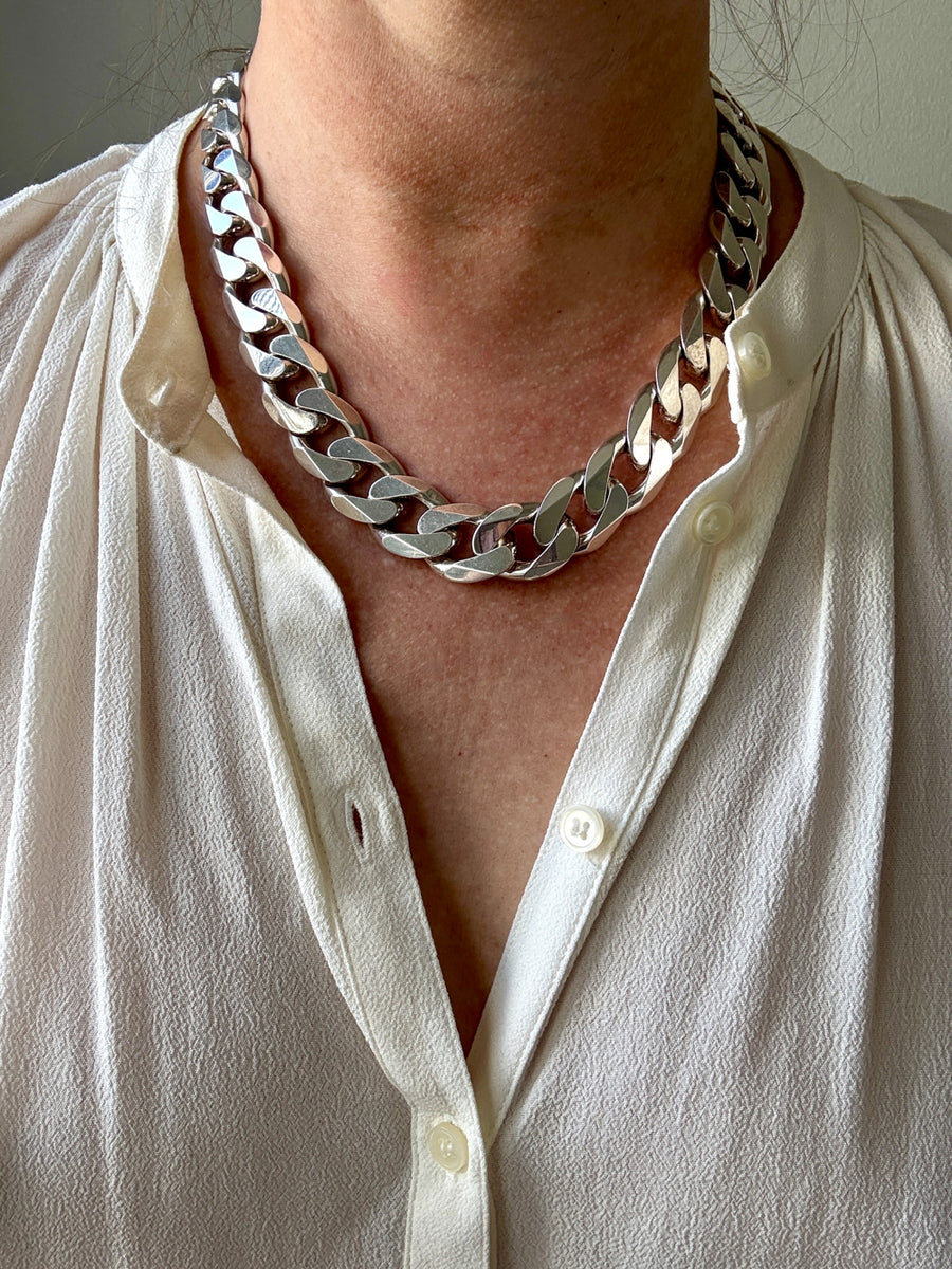 CHUNKY!! Sterling Silver Curb Chain Necklace - 20 inch length