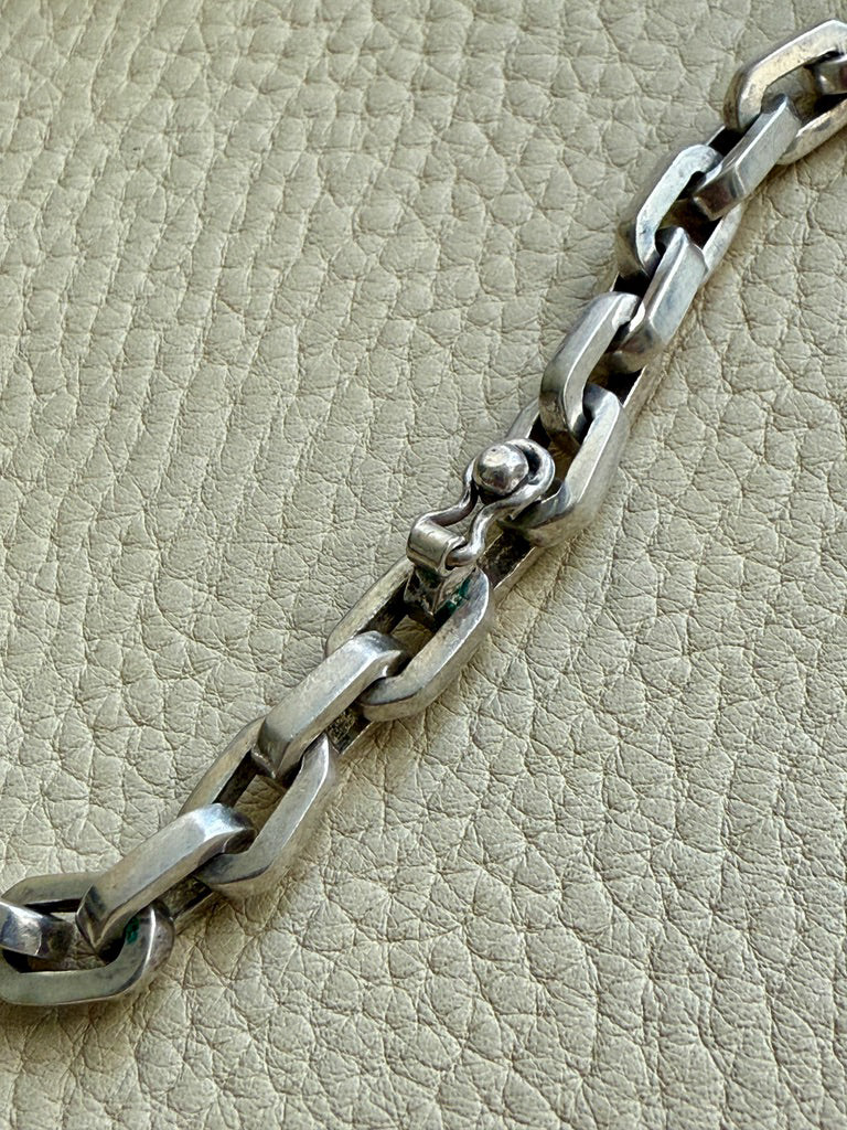 UNIQUE Chunky Sterling Silver Taxco Graduated Link Necklace - 22.9 inch length