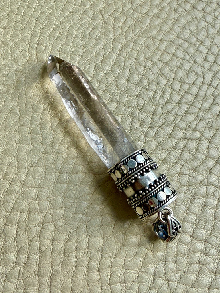 Large Crystal Quartz Point Pendant in Sterling Silver – 2.9 Inch length