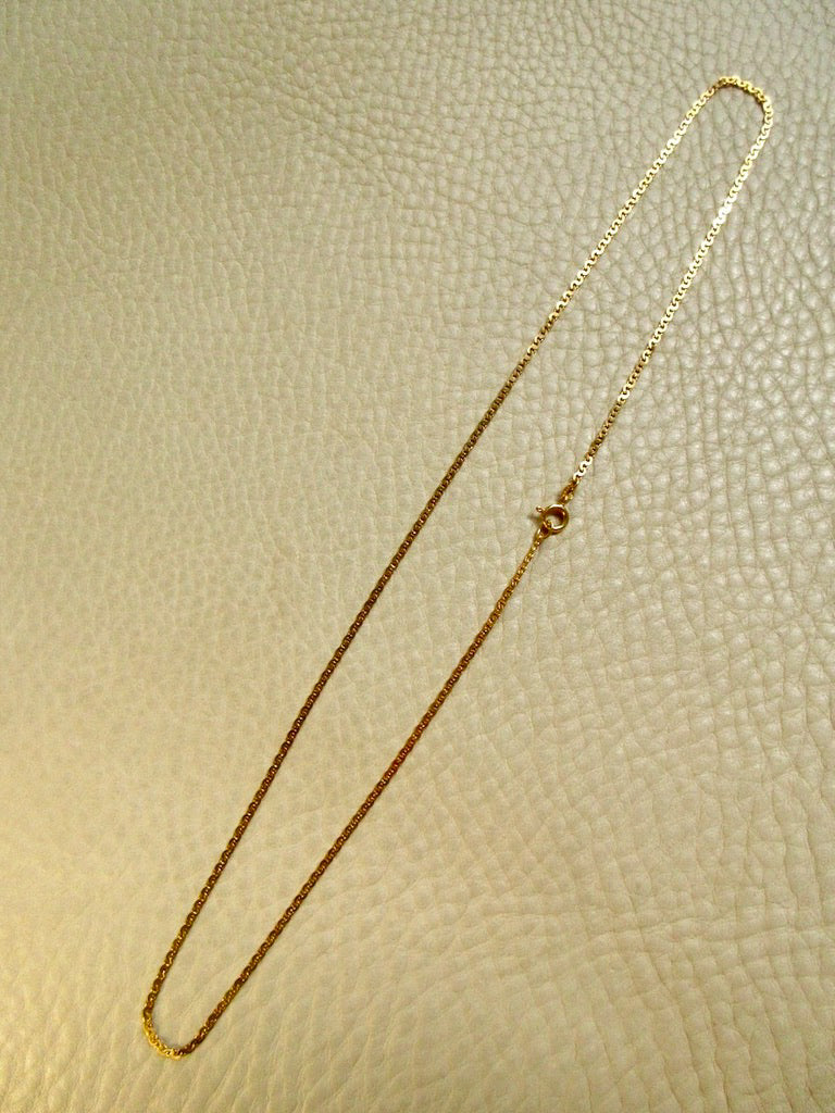 Skinny Vintage Swedish Virola Link Necklace 18k Gold – 19.7 Inch Length
