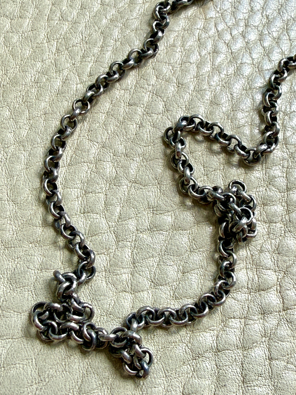 Vintage Silver Rolo Link Necklace- 30 inch length