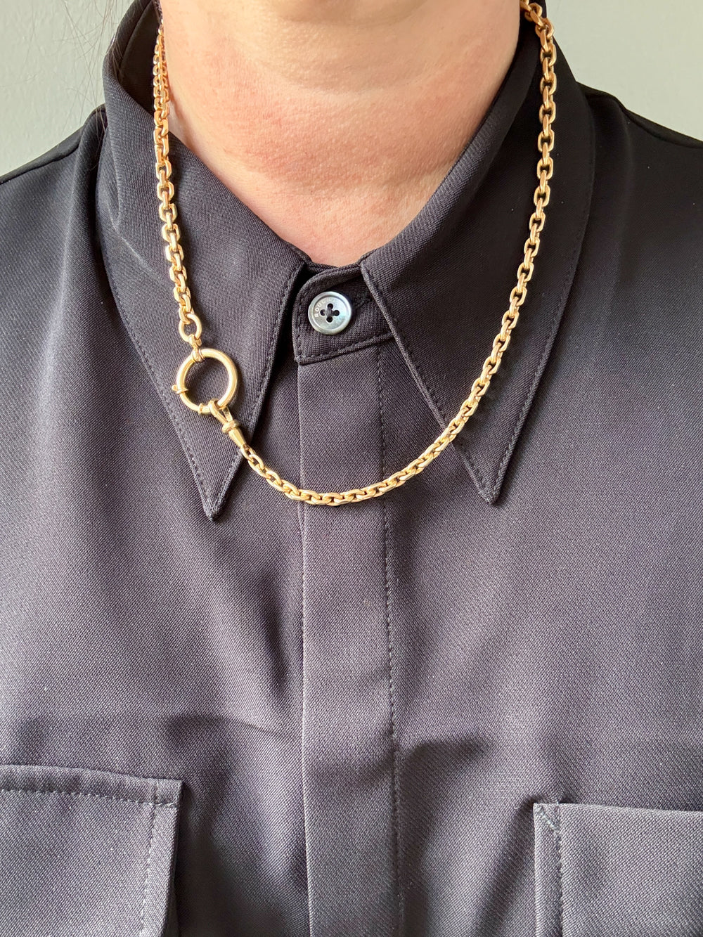 Vintage Swedish 18k Gold Biker Link Watch Chain Necklace – 20.9 Inch Length