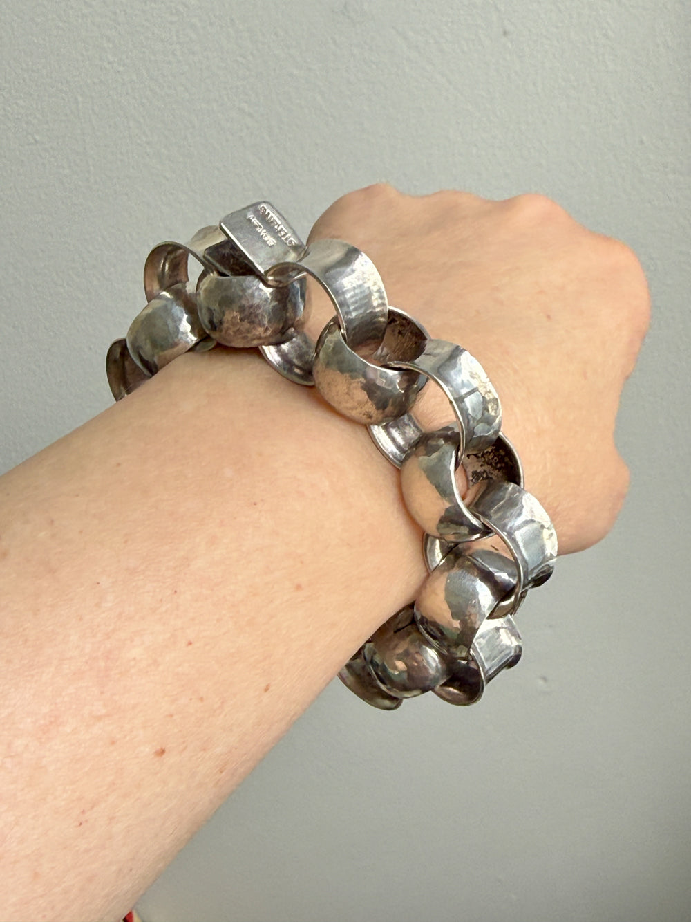 WOW Chunky! 1971 Vintage Swedish Sterling Silver Rolo Link Bracelet 107g – 6.5 inch interior circumference