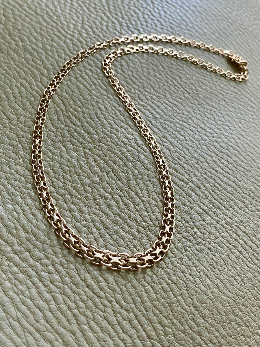 Swedish gold necklace - Graduated star link in solid 14k gold - 18.5 inch length