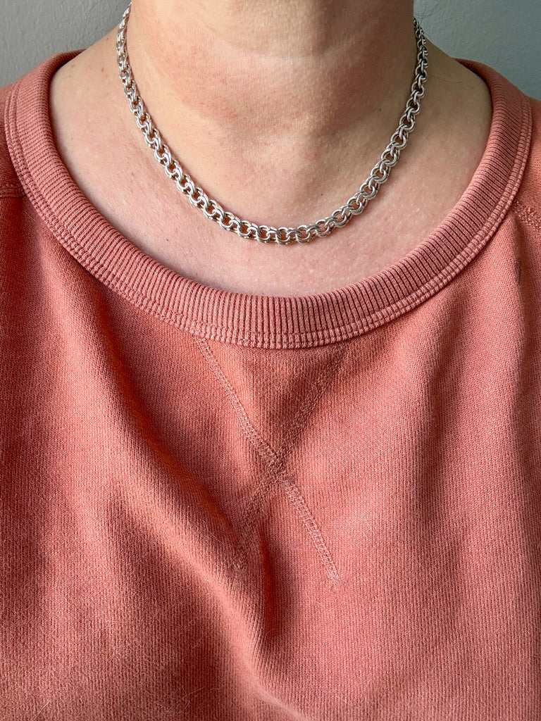 Vintage Sterling Silver Double Link Curb Chain Necklace – 17 Inch Length
