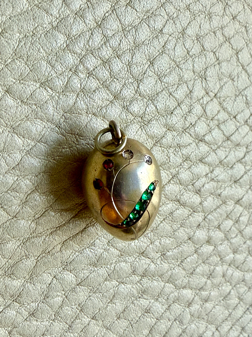 Victorian era Antique Egg Pendant in 10k Gold with Paste Stones