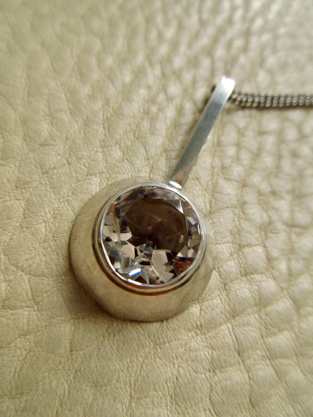 Vintage Swedish Rock Crystal Pendant Necklace Sterling Silver – 20 Inch Length