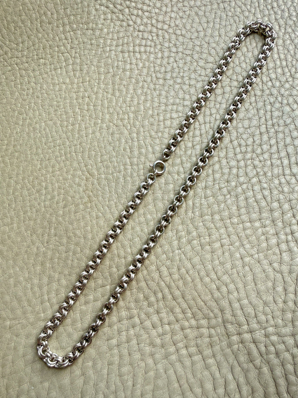 Vintage Silver Double Rolo Link Necklace – 16 Inch Length