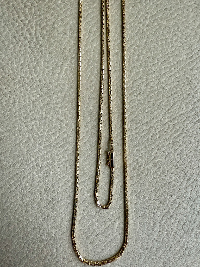 Antique Byzantine Link Necklace in 14k gold - Excellent 35.75” long length!