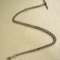 1894 Antique British Sterling Silver Curb Link Watch Chain – 14.75 Inch Length