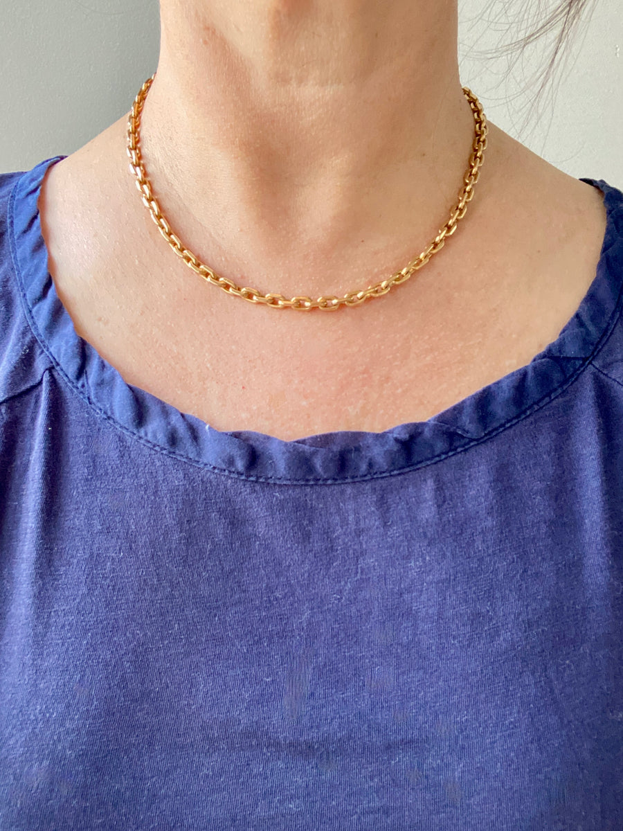 AMAZING 18k gold biker link necklace! - made in Köping, Sweden - 17 inch length