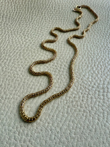 Vintage Slinky 14k Gold Basket Link in the Round - Signed Necklace - 23 inch length