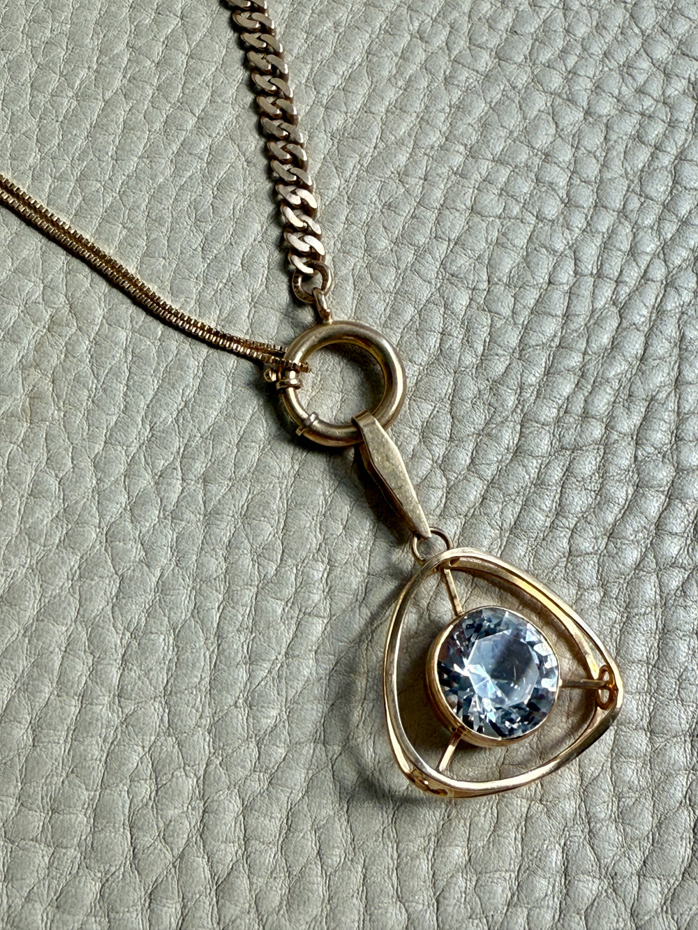Antique 18k Gold Curb Link Watch Chain Necklace Extender with Large Bolt Clasp - 11 inch length