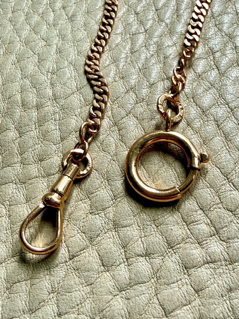 1943 Swedish Vintage Gold Curb Link Watch Chain Necklace 18k Gold – 16 Inch Length