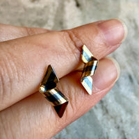 Vintage Curled Striped Ribbon Earrings 14k Gold & Silver – Paul Morelli