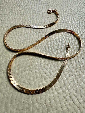 EXCELLENT! Vintage Italian 18k gold special tight curb chain mirrored necklace by Balestra- 17 inch length