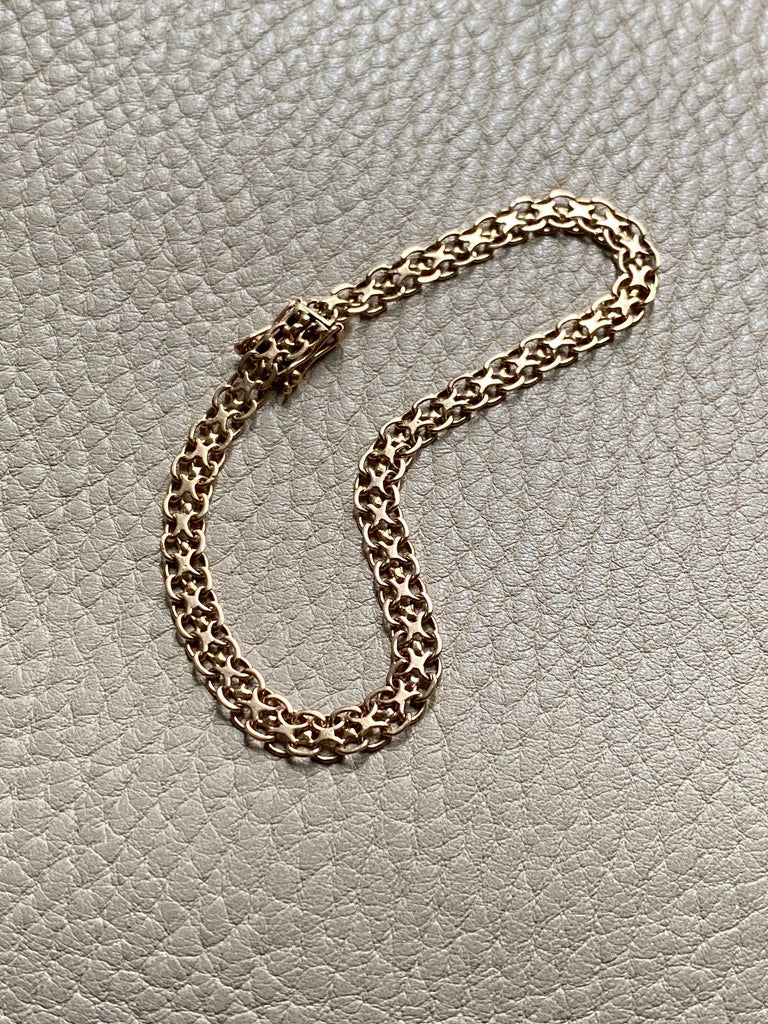 Vintage 18k gold slim x-link bracelet - 7.25 inch length