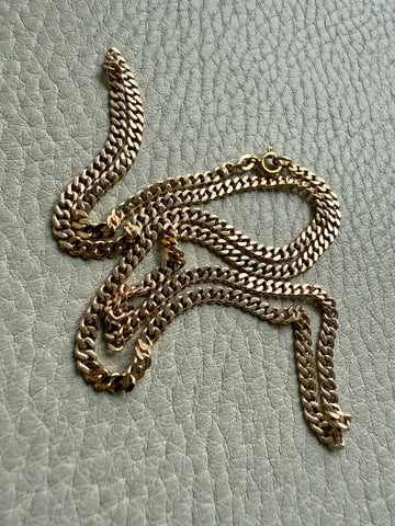 1920s era Pressed Curb Link Chain Necklace in 18k Gold - 20.1 inch length