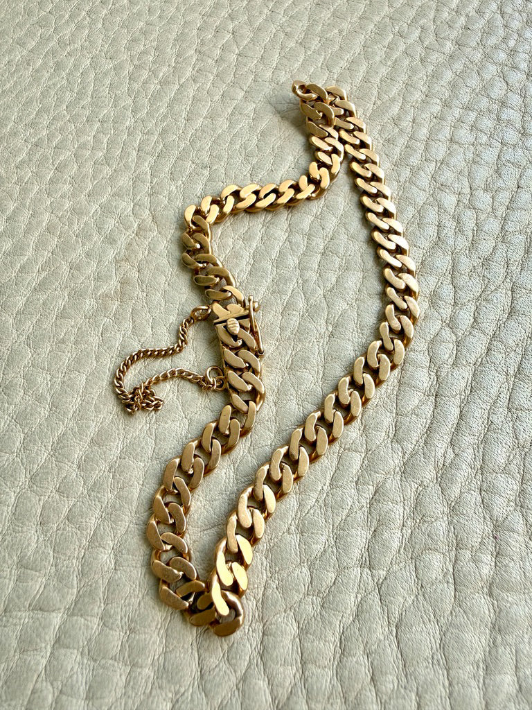 1930 Swedish Vintage Gold Curb Link Bracelet 18k Gold – 8 Inch Length
