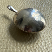 Vintage Silver Hammered Orb Pendant with Substantial Curb Chain - 23.8 inch length
