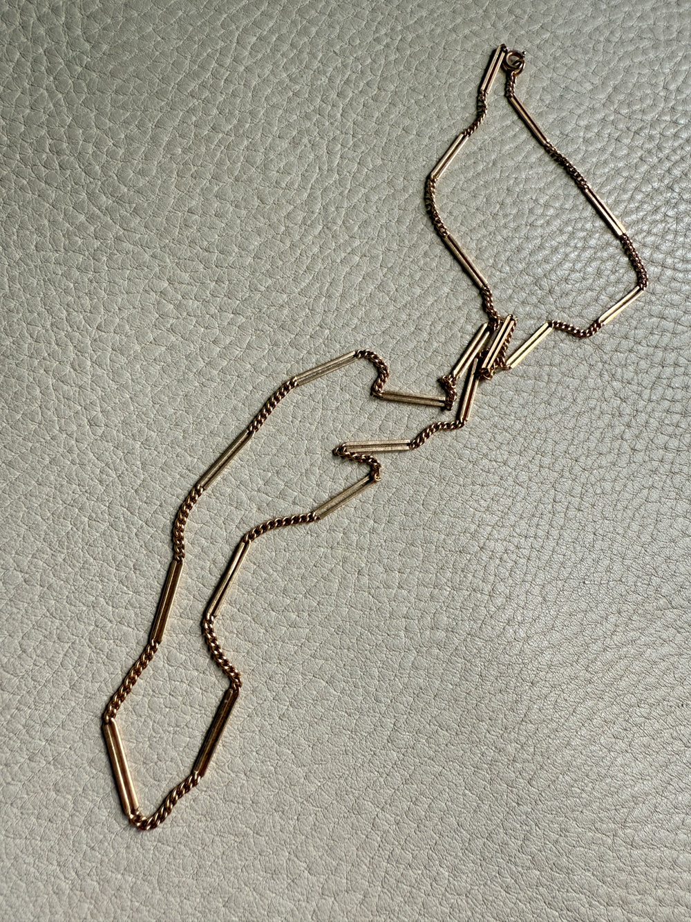 18k Gold Vintage Bar Link Variation Necklace - 21.75 inch length