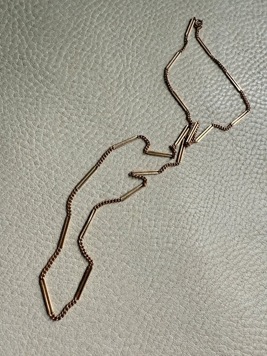 18k Gold Vintage Bar Link Variation Necklace - 21.75 inch length