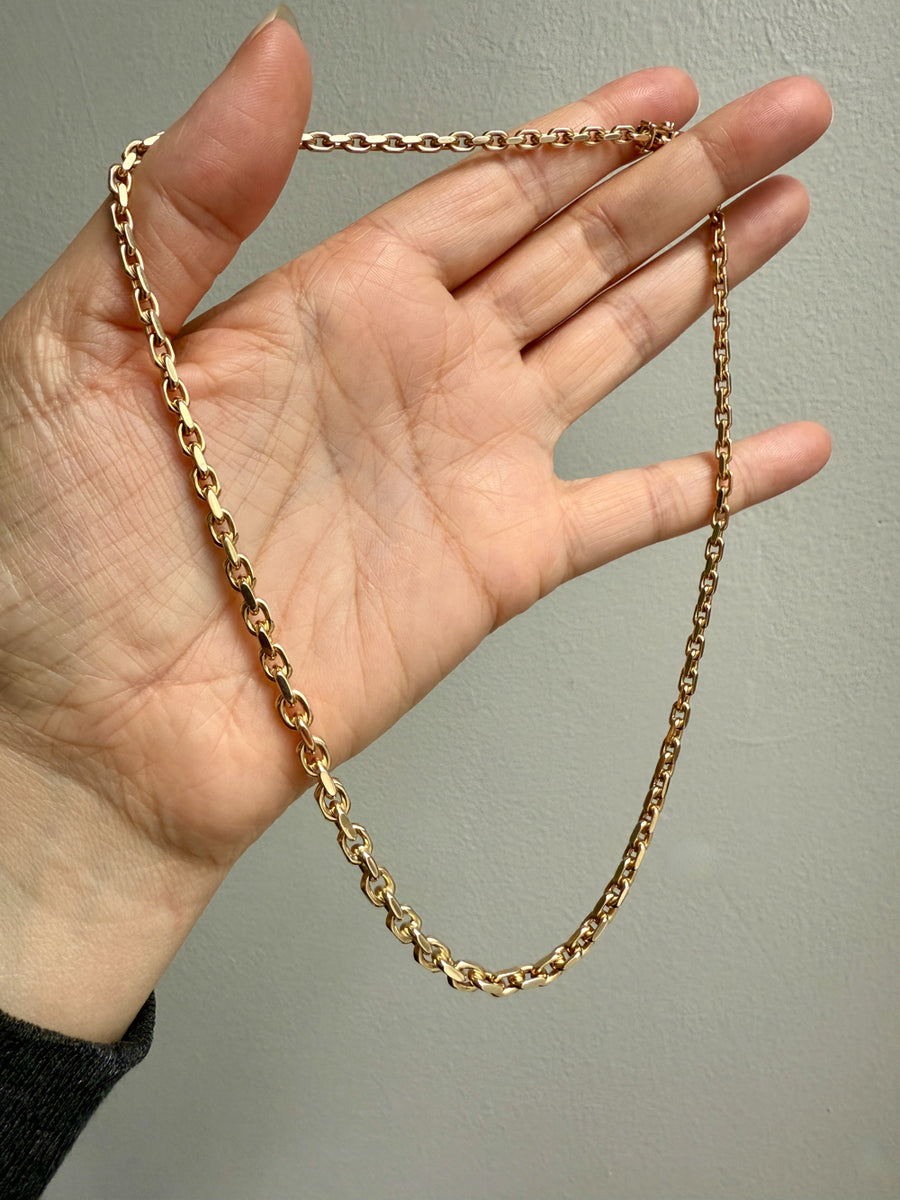 RARE Midcentury Era 14k gold Graduated Biker Link Necklace Signed Edvin Einar & C Larsen - 17.8 inch length