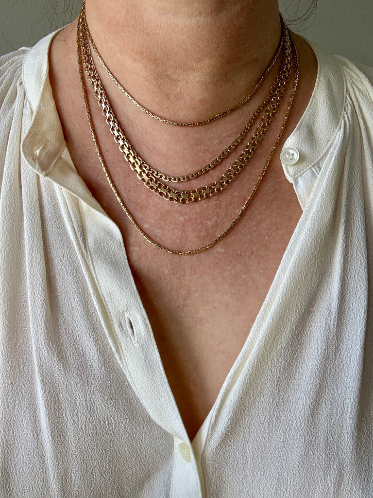 Antique Byzantine Link Necklace in 14k gold - Excellent 35.75” long length!