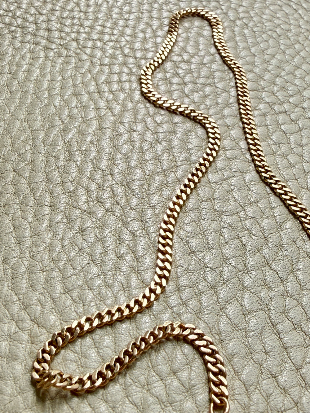 1943 Swedish Vintage Gold Curb Link Watch Chain Necklace 18k Gold – 16 Inch Length