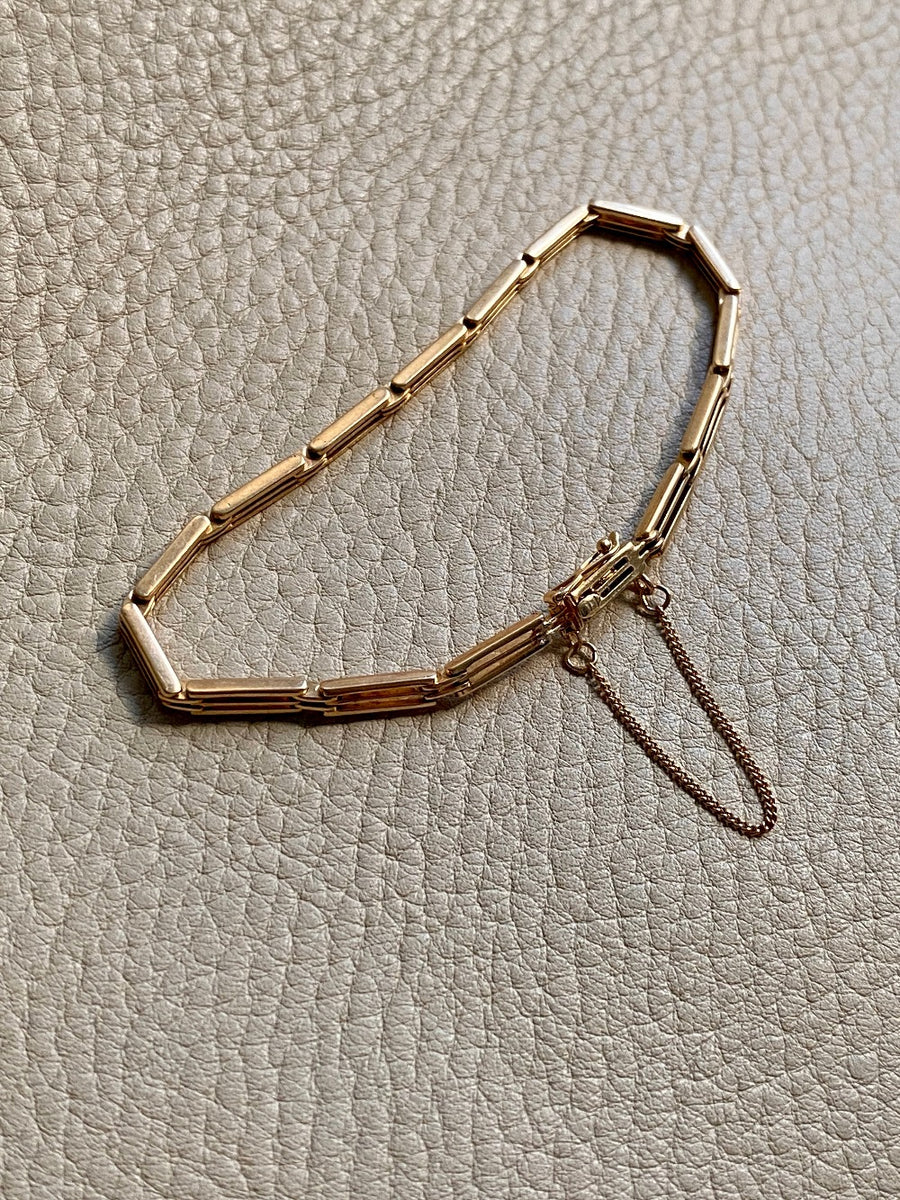 Extraordinary! Antique 18k gold slotted link bracelet - 7 inch length