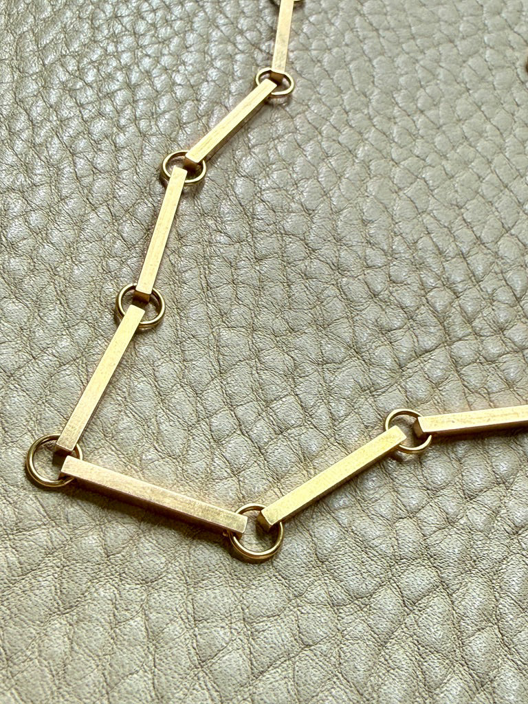 1979 Signed Swedish Vintage Bar Link Necklace 18k Gold, 29 gram – 20.5 Inch Length