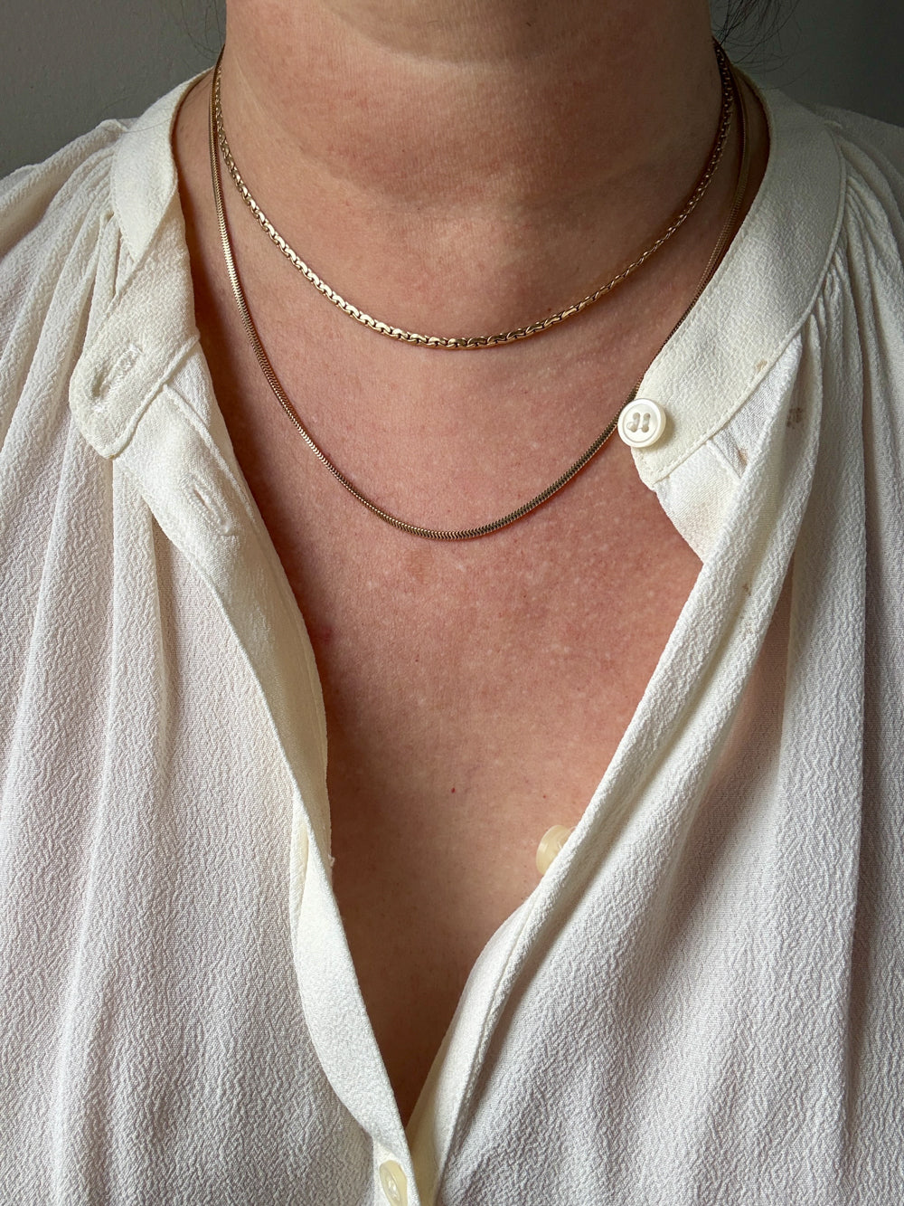 Vintage French Virola Link Chain Necklace 18k Gold – 15.75 Inch length