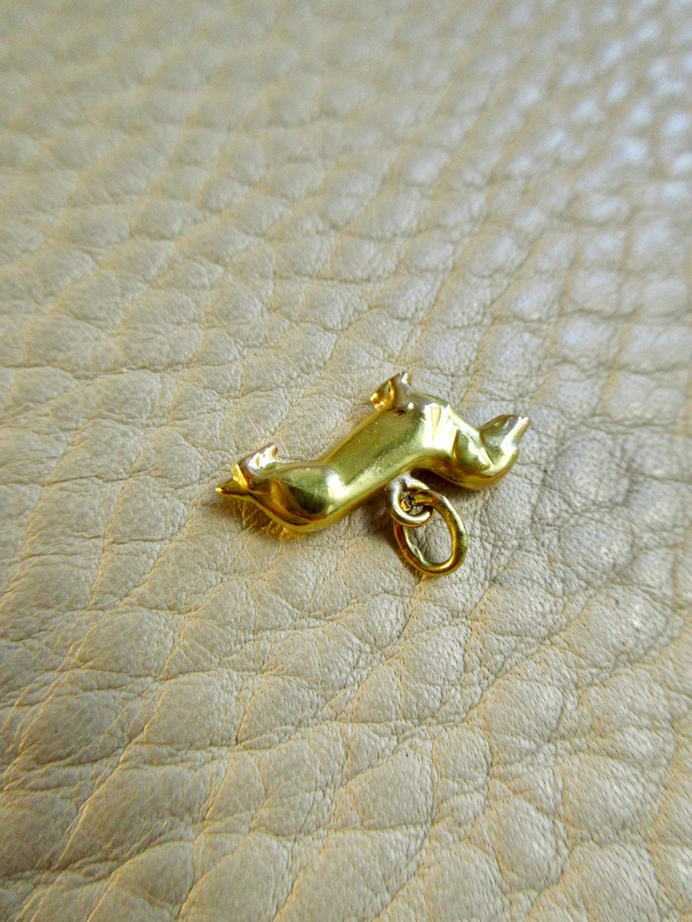 Vintage Swedish 18k Gold Dachshund Dog Charm - 0.4 inch drop