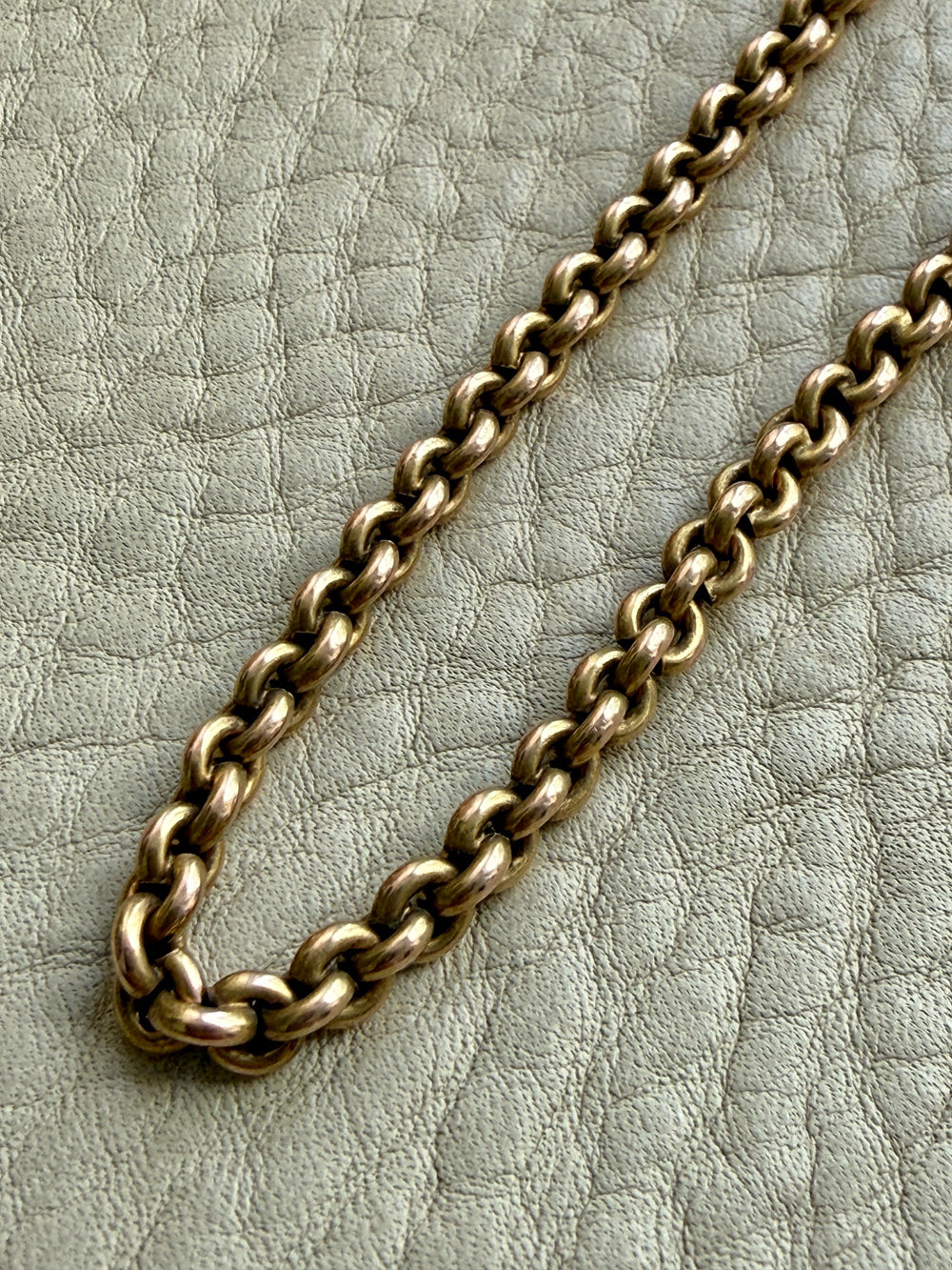 Antique 9k Gold Cable Link Necklace with Barrel Clasp - 17.5 inch length