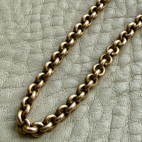 Antique 9k Gold Cable Link Necklace with Barrel Clasp - 17.5 inch length