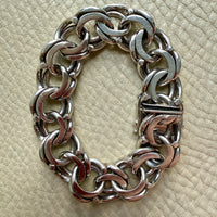 1976 Signed Heavy Swedish Double Curb Chain Silver Bracelet – 8.9 Inch Length