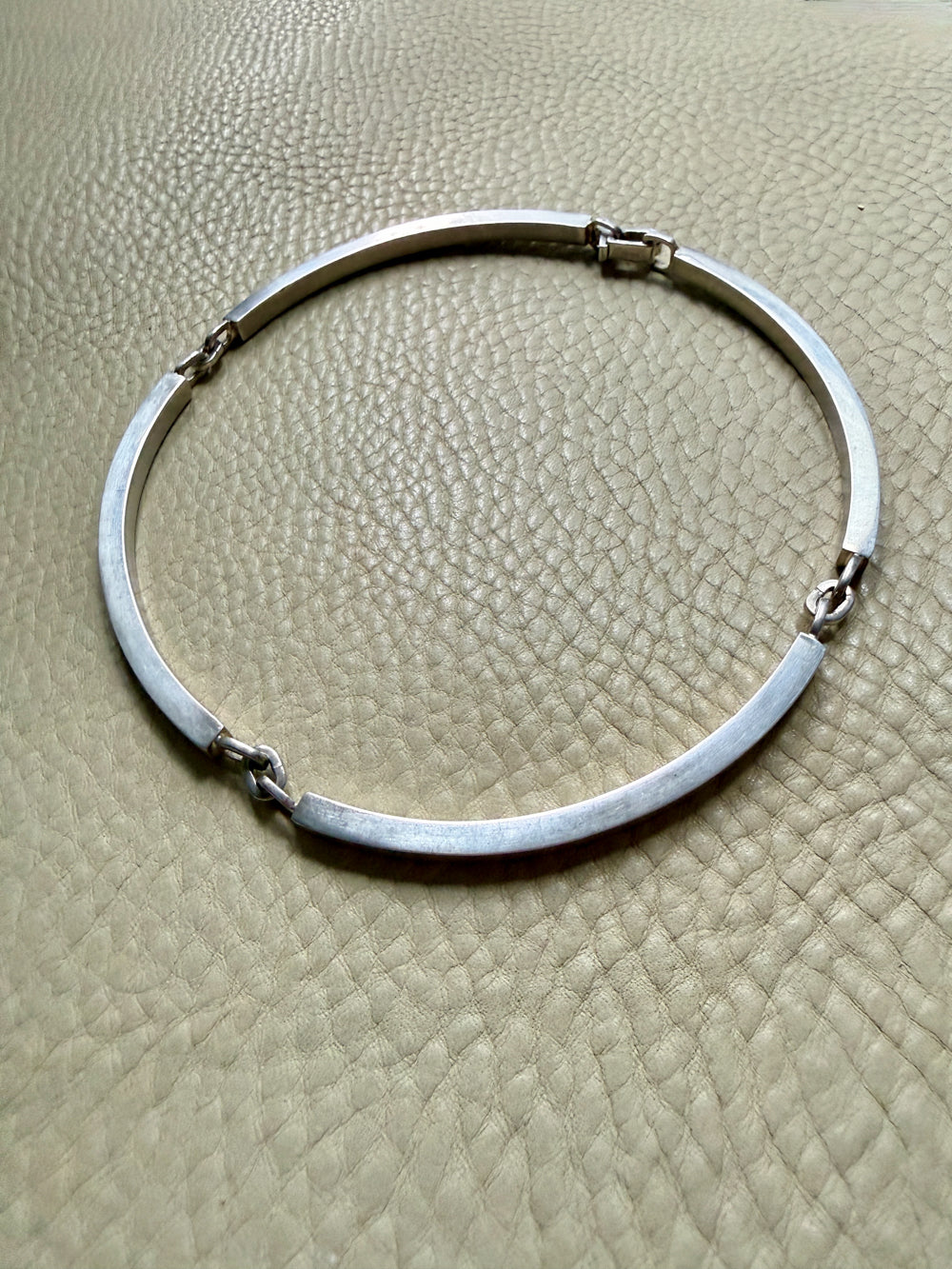 1970s era Vintage Sterling Silver Bar Link Choker Necklace by Franz Scheuerle Quinn – 14.5 inch interior circumference