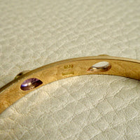 Mid-Century Danish Rainbow Teardrop Gemstone Bangle Bracelet 18k Gold – 7.6 Inch Circumference