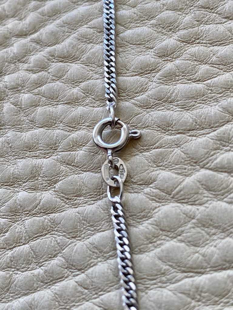 vintage 18k italian white gold curb link chain necklace 16inch