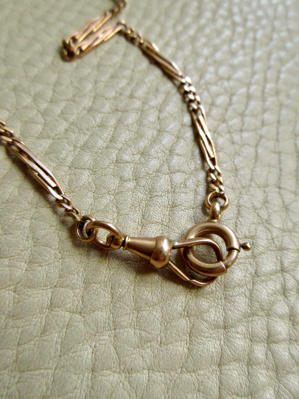 Rosy 14k Gold Bar and Curb Watch Chain Necklace - 16.7 inch length